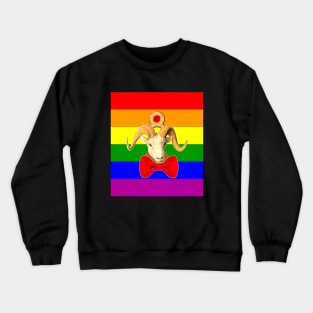 Goat head with horn with LGBT jewelry and bow Crewneck Sweatshirt